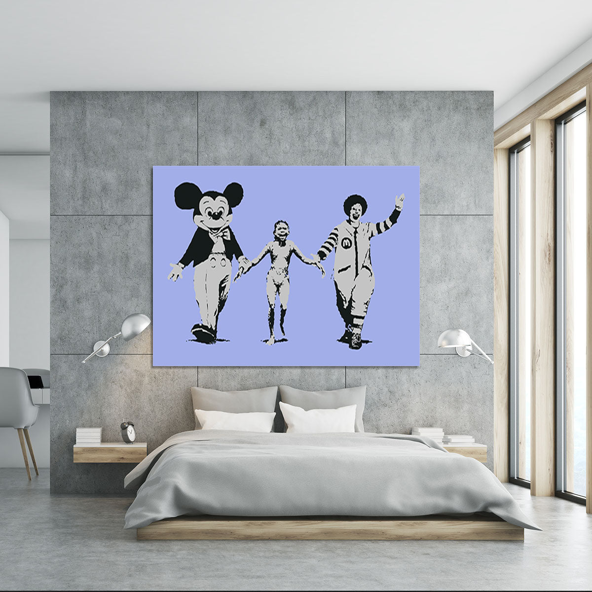 Banksy Mickey and Ronald Blue Canvas Print or Poster - Canvas Art Rocks - 5