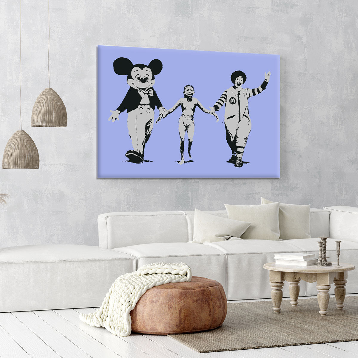 Banksy Mickey and Ronald Blue Canvas Print or Poster - Canvas Art Rocks - 6