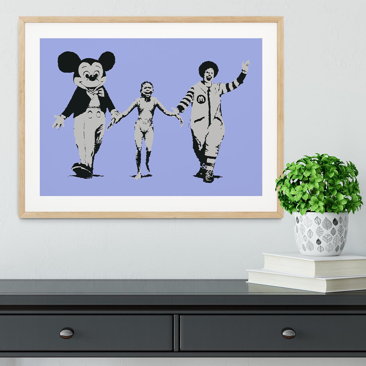 Banksy Mickey and Ronald Blue Framed Print - Canvas Art Rocks - 3