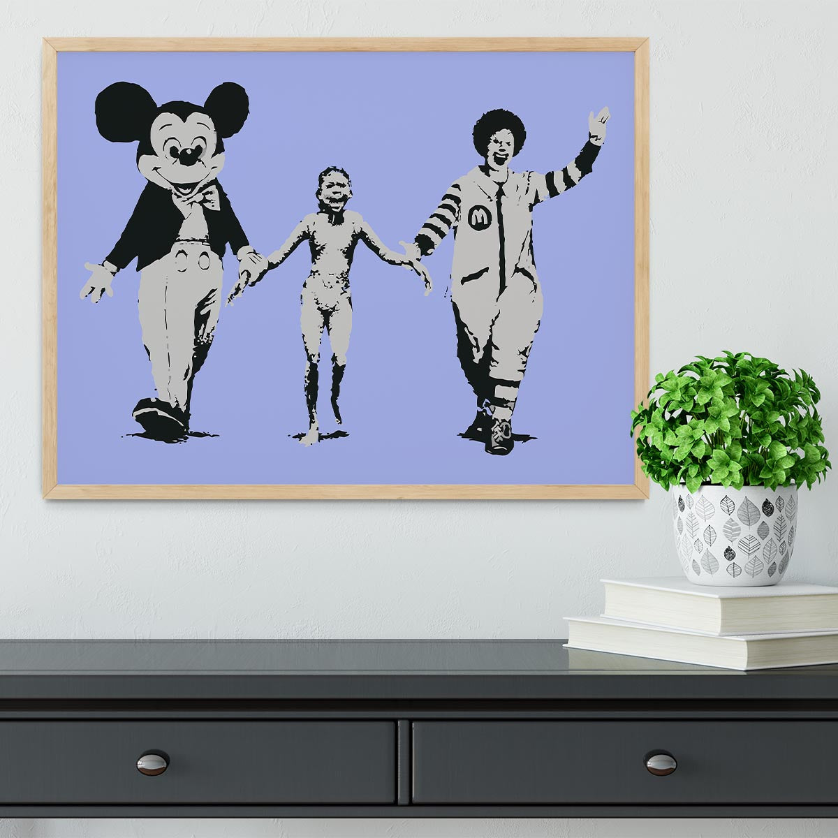 Banksy Mickey and Ronald Blue Framed Print - Canvas Art Rocks - 4