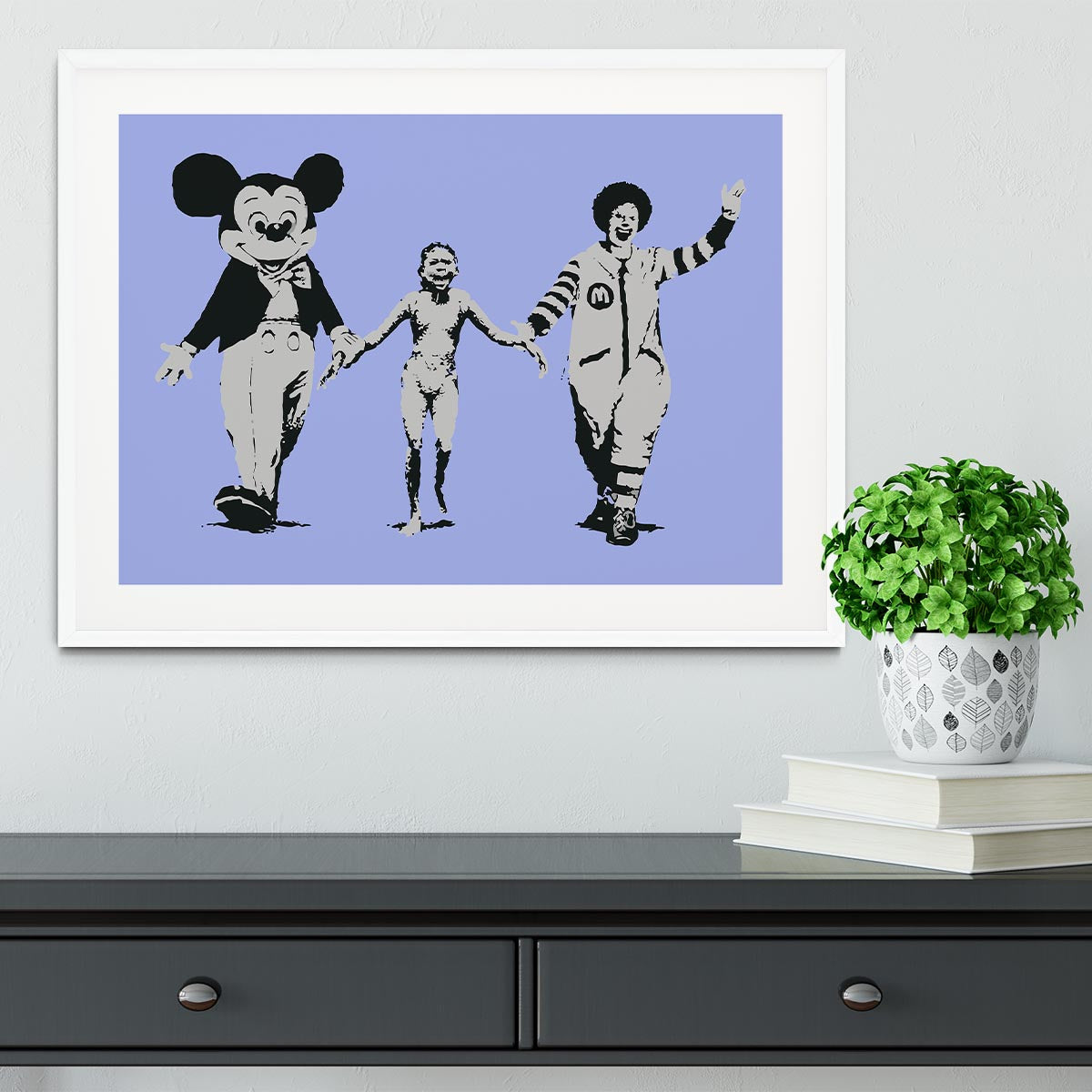 Banksy Mickey and Ronald Blue Framed Print - Canvas Art Rocks - 5