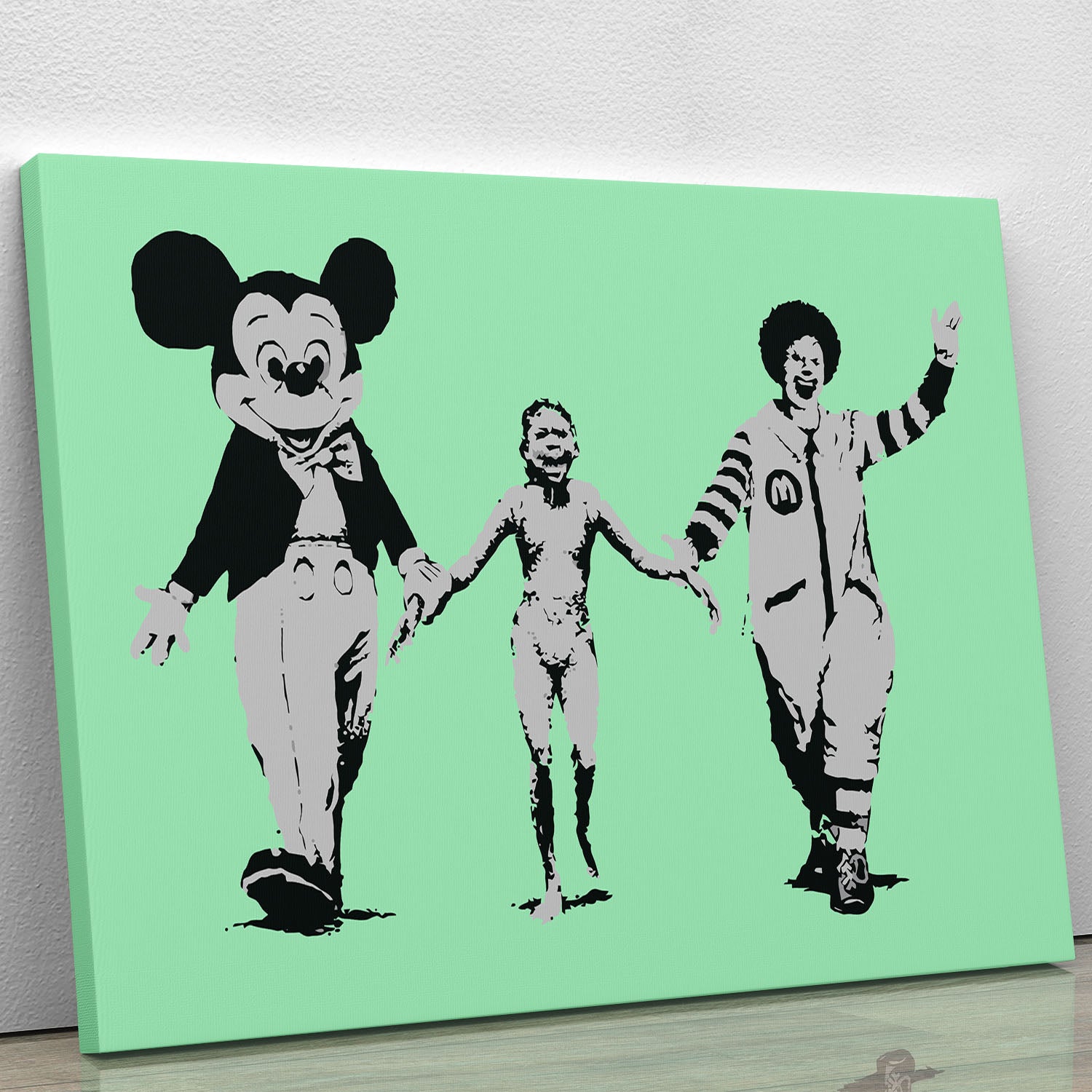 Banksy Mickey and Ronald Green Canvas Print or Poster - Canvas Art Rocks - 1