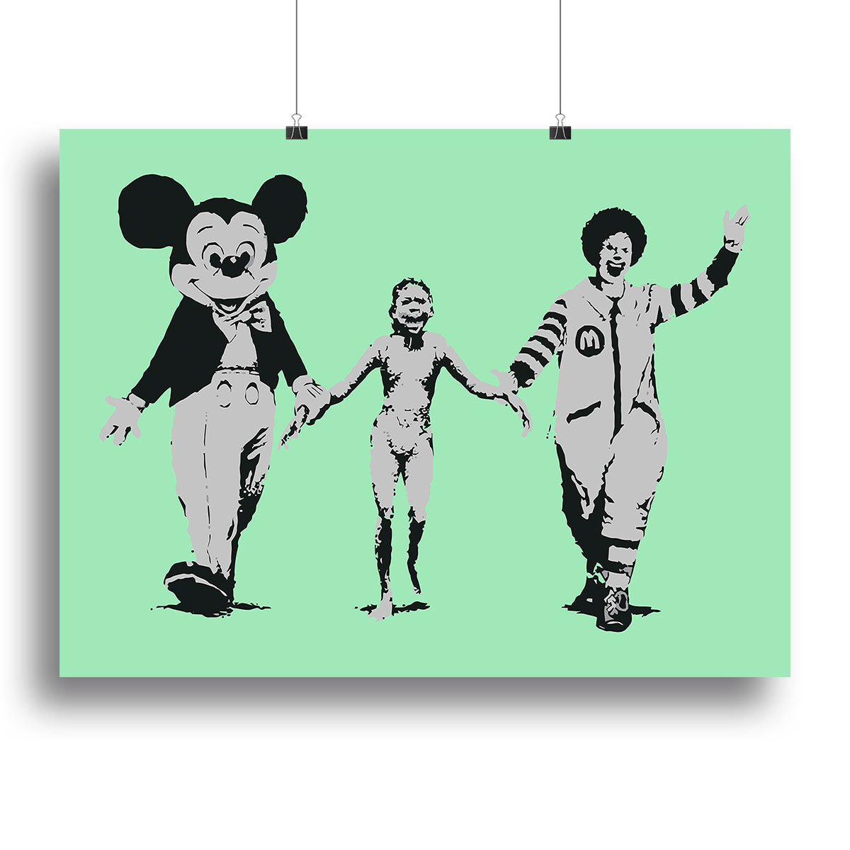 Banksy Mickey and Ronald Green Canvas Print or Poster - Canvas Art Rocks - 2