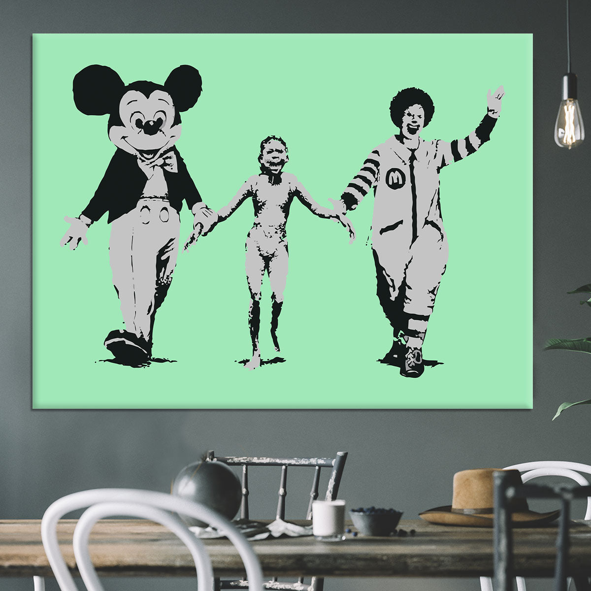 Banksy Mickey and Ronald Green Canvas Print or Poster - Canvas Art Rocks - 3
