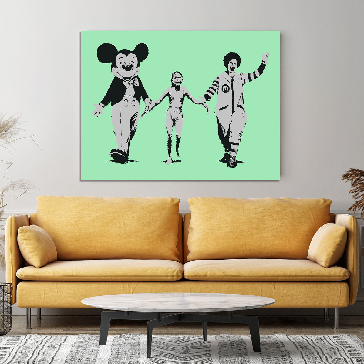Banksy Mickey and Ronald Green Canvas Print or Poster - Canvas Art Rocks - 4