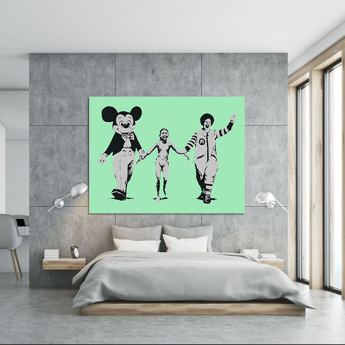 Banksy Mickey and Ronald Green Canvas Print or Poster - Canvas Art Rocks - 5