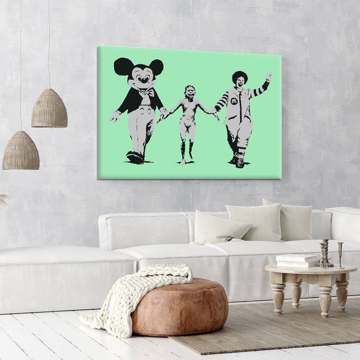 Banksy Mickey and Ronald Green Canvas Print or Poster - Canvas Art Rocks - 6