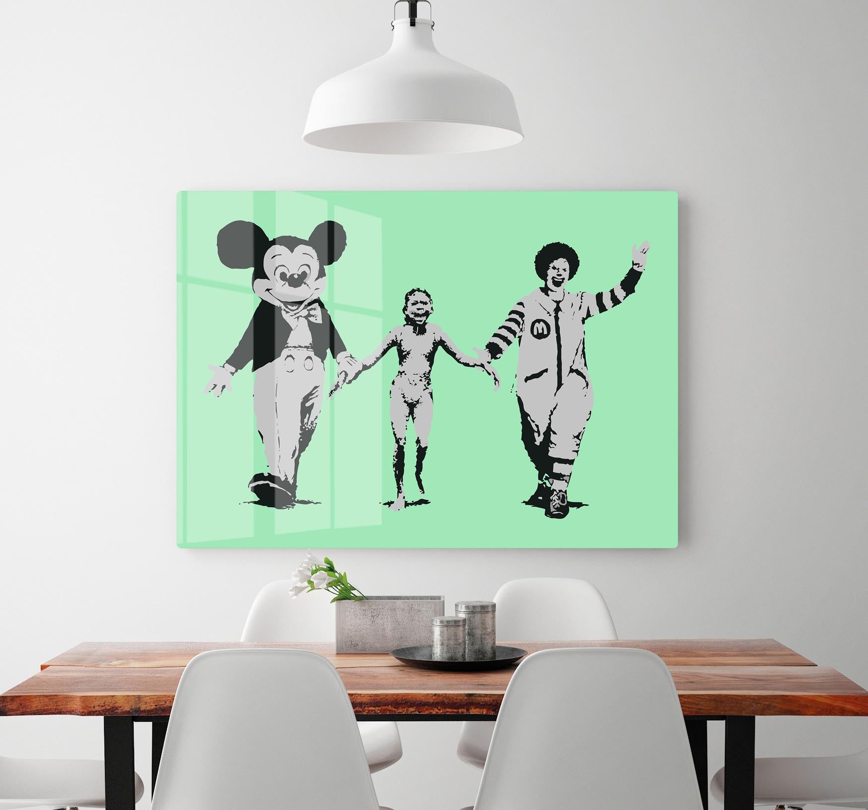 Banksy Mickey and Ronald Green Acrylic Block - Canvas Art Rocks - 2