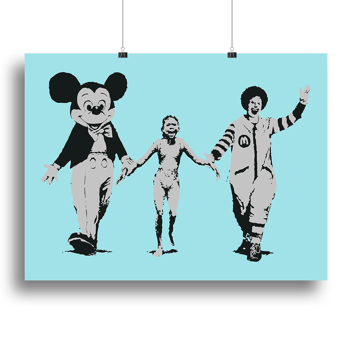 Banksy Mickey and Ronald Light Blue Canvas Print or Poster - Canvas Art Rocks - 2