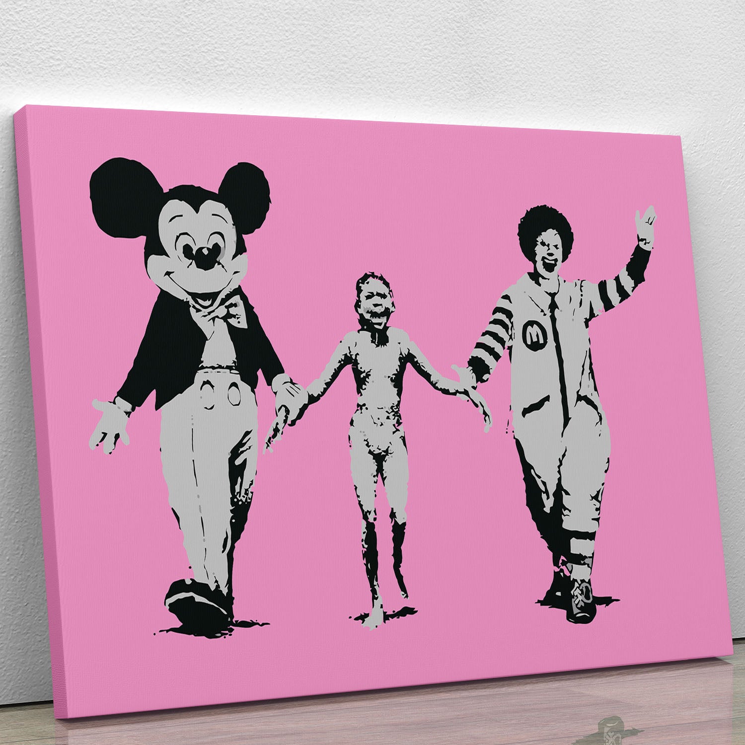 Banksy Mickey and Ronald Pink Canvas Print or Poster - Canvas Art Rocks - 1