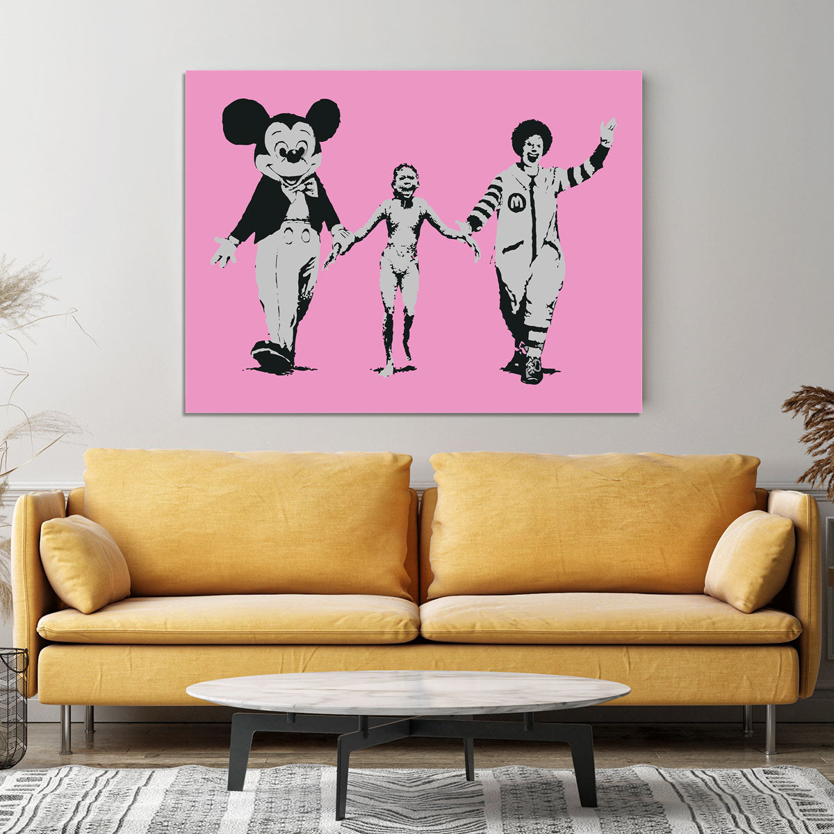 Banksy Mickey and Ronald Pink Canvas Print or Poster - Canvas Art Rocks - 4