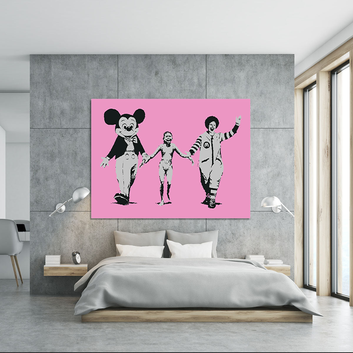Banksy Mickey and Ronald Pink Canvas Print or Poster - Canvas Art Rocks - 5