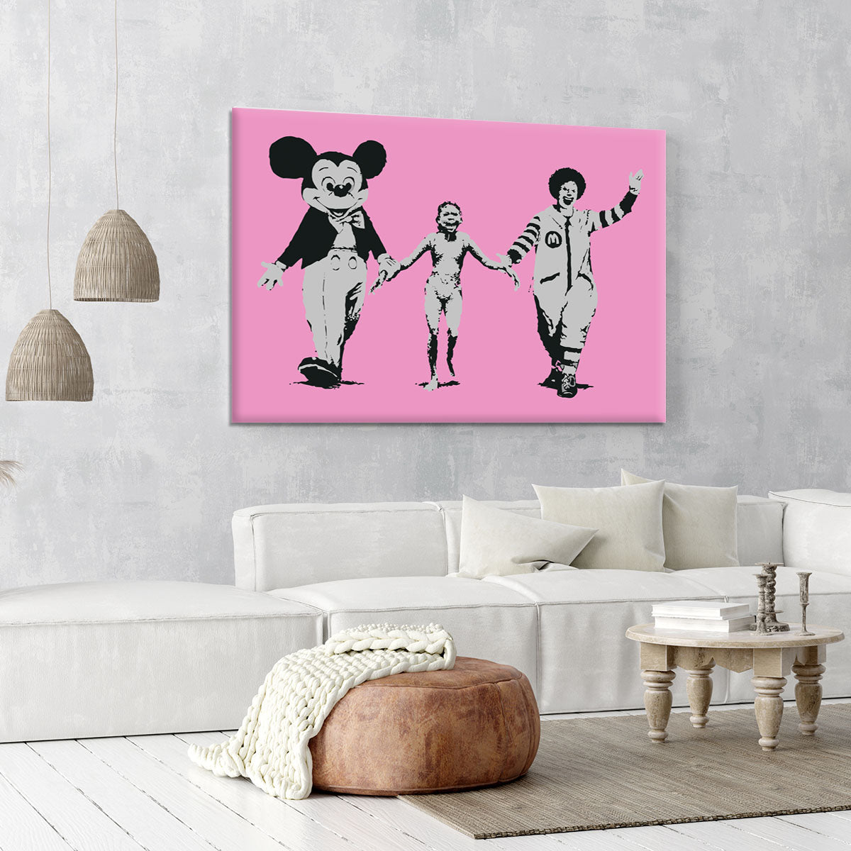 Banksy Mickey and Ronald Pink Canvas Print or Poster - Canvas Art Rocks - 6