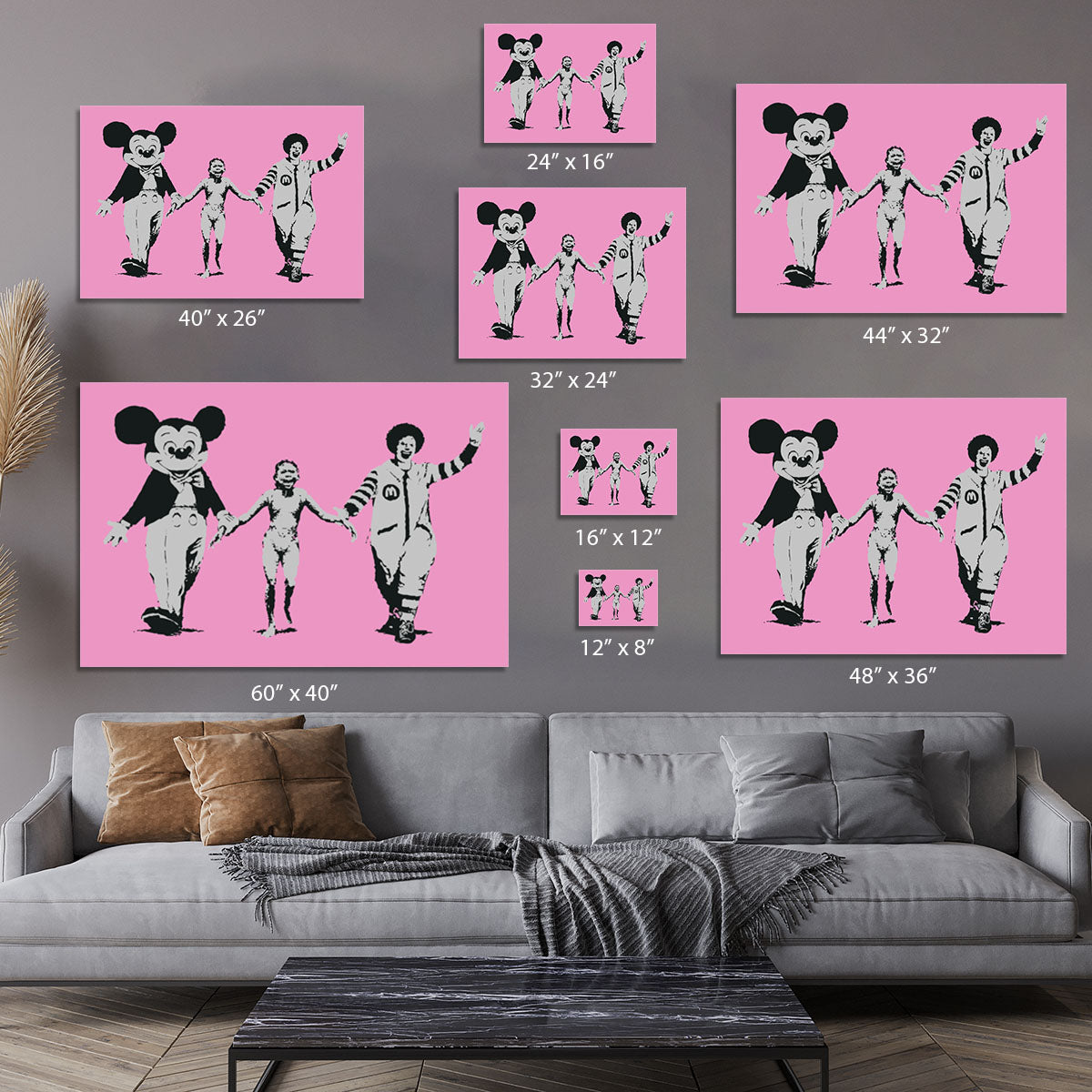 Banksy Mickey and Ronald Pink Canvas Print or Poster - Canvas Art Rocks - 7