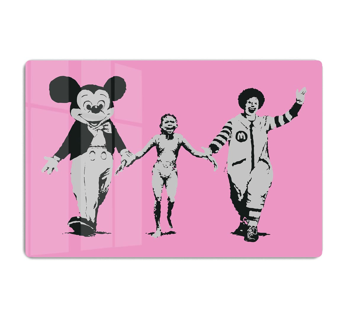 Banksy Mickey and Ronald Pink Acrylic Block - Canvas Art Rocks - 1