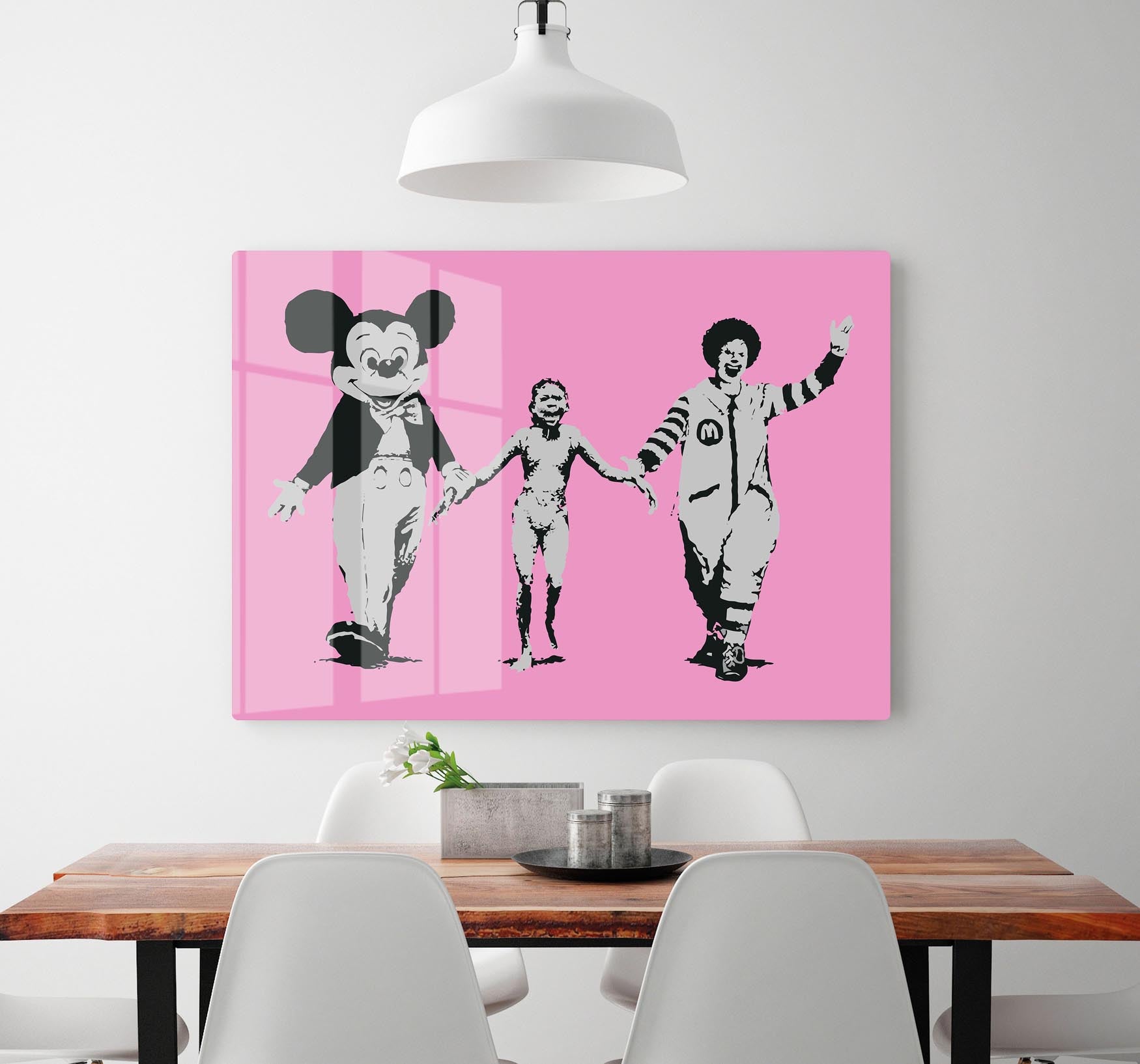 Banksy Mickey and Ronald Pink Acrylic Block - Canvas Art Rocks - 2
