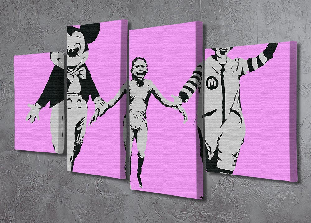 Banksy Mickey and Ronald Purple 4 Split Panel Canvas - Canvas Art Rocks - 2