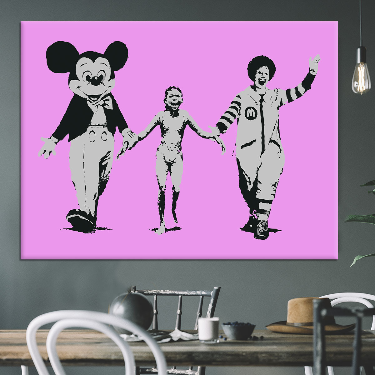 Banksy Mickey and Ronald Purple Canvas Print or Poster - Canvas Art Rocks - 3