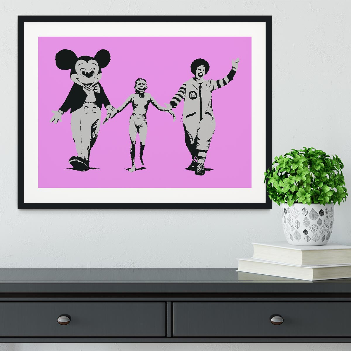 Banksy Mickey and Ronald Purple Framed Print - Canvas Art Rocks - 1
