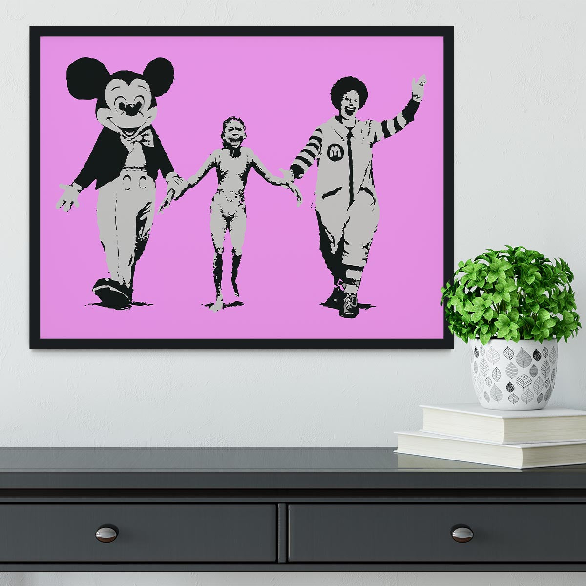 Banksy Mickey and Ronald Purple Framed Print - Canvas Art Rocks - 2