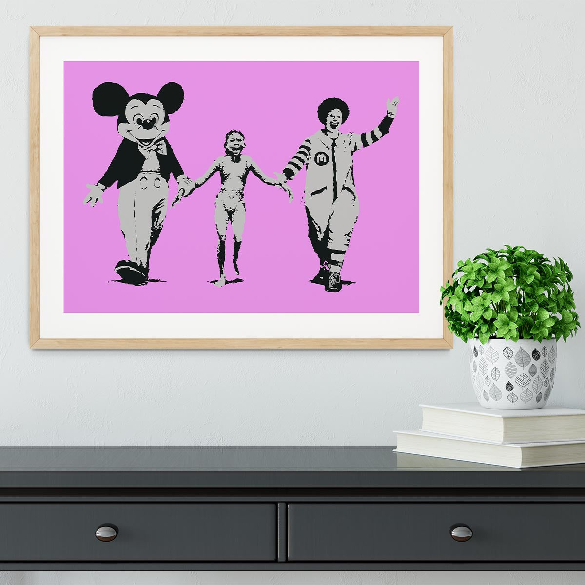 Banksy Mickey and Ronald Purple Framed Print - Canvas Art Rocks - 3