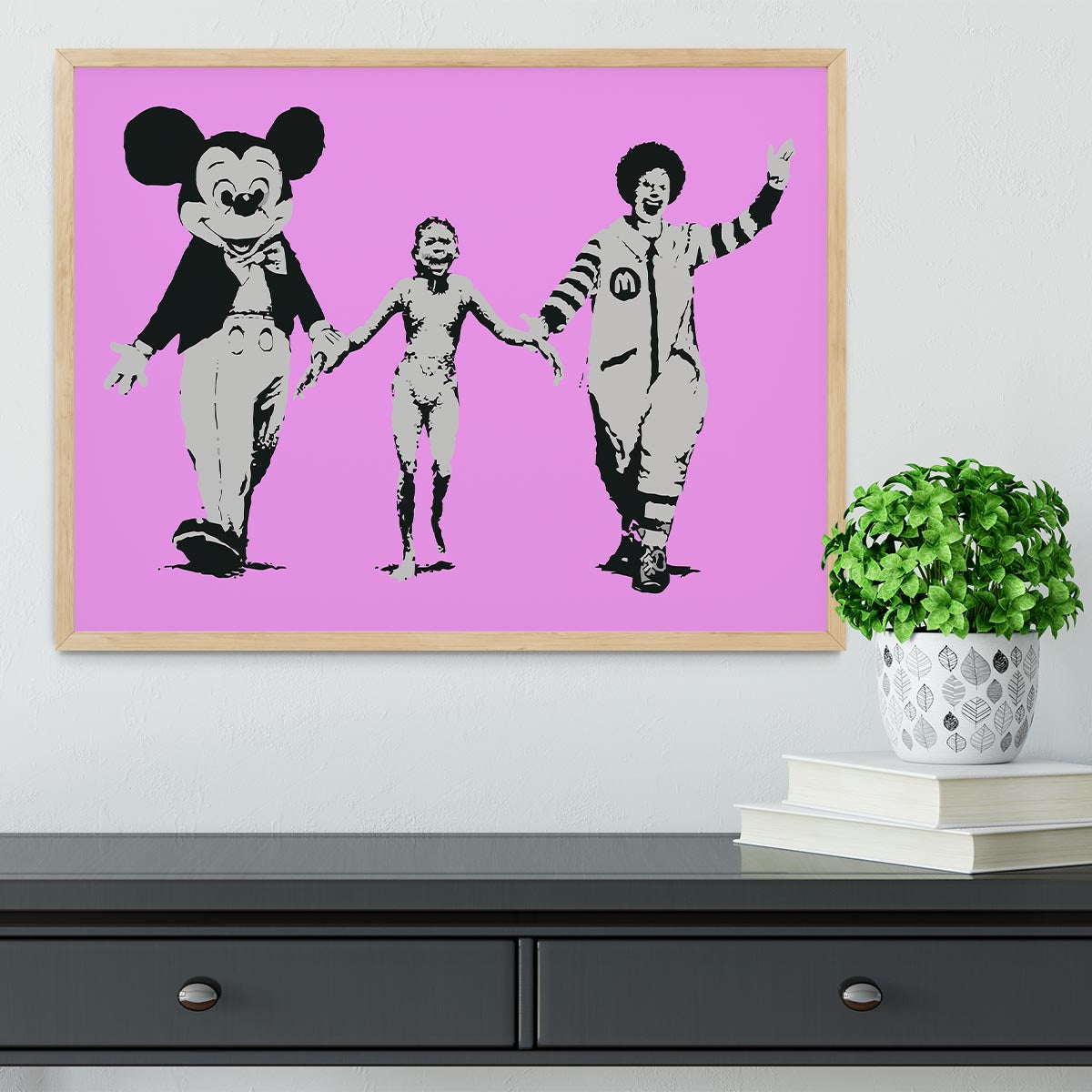 Banksy Mickey and Ronald Purple Framed Print - Canvas Art Rocks - 4