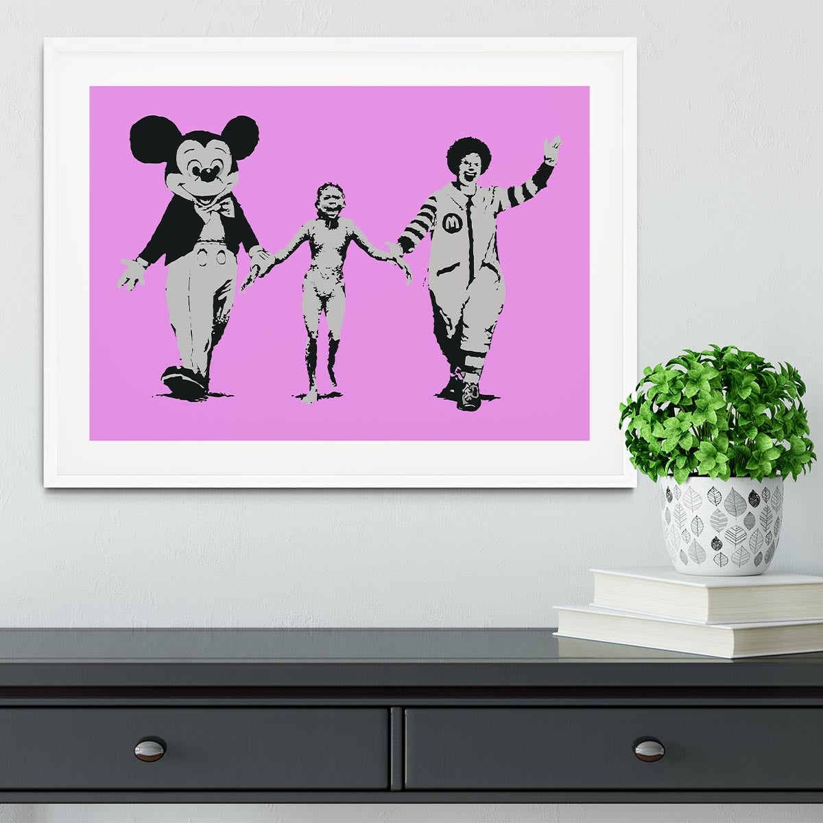 Banksy Mickey and Ronald Purple Framed Print - Canvas Art Rocks - 5