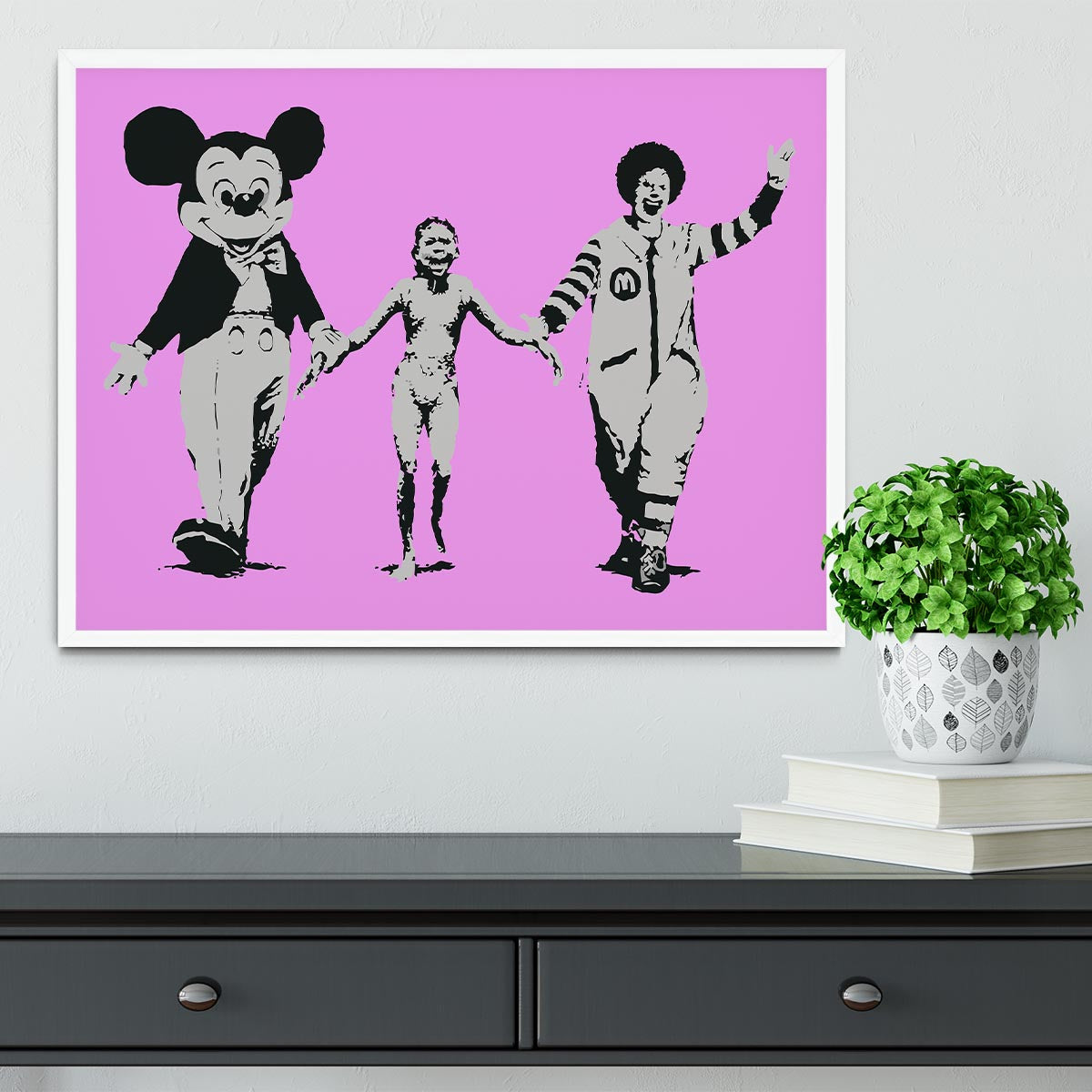 Banksy Mickey and Ronald Purple Framed Print - Canvas Art Rocks -6