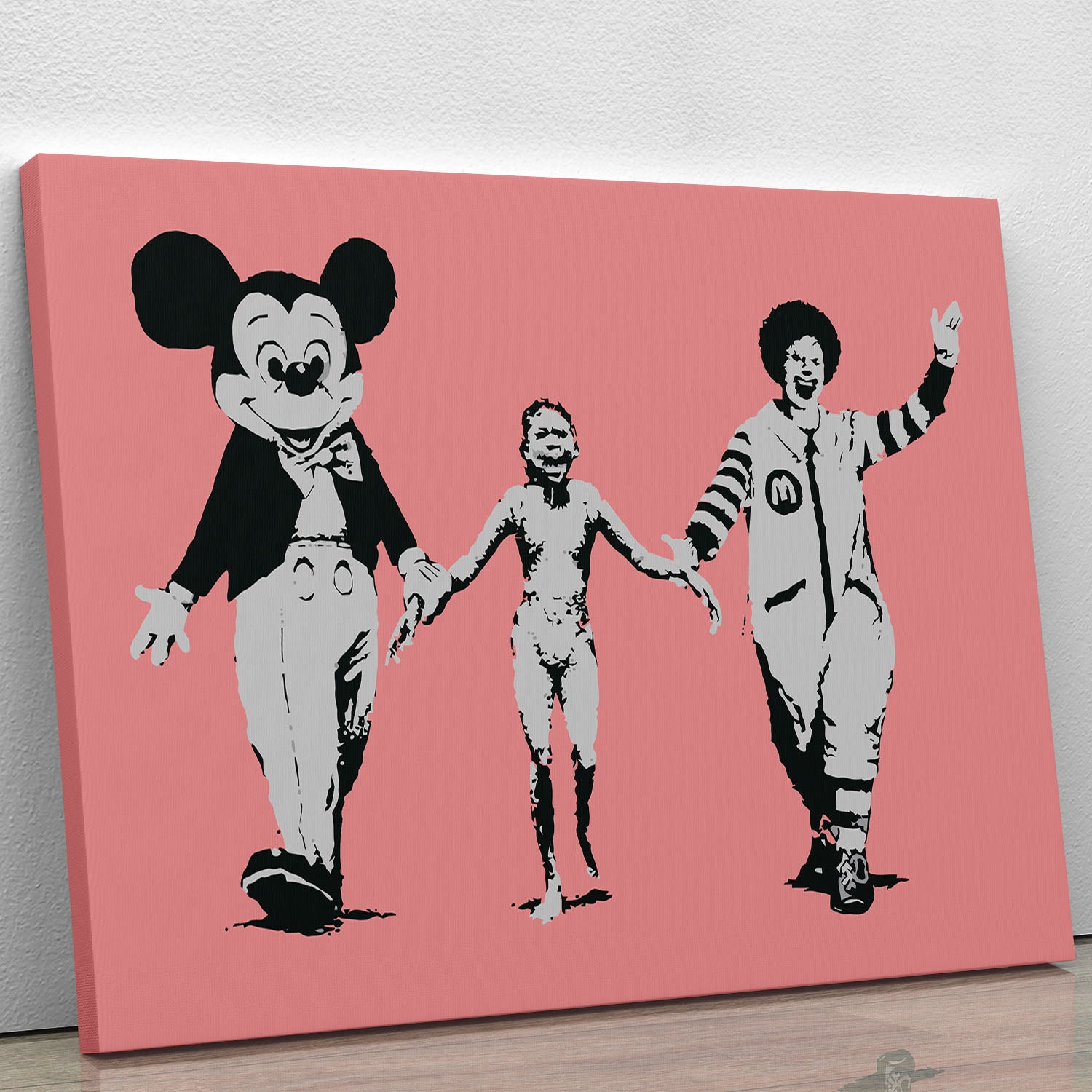 Banksy Mickey and Ronald Red Canvas Print or Poster - Canvas Art Rocks - 1