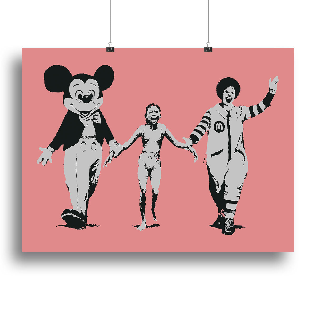 Banksy Mickey and Ronald Red Canvas Print or Poster - Canvas Art Rocks - 2