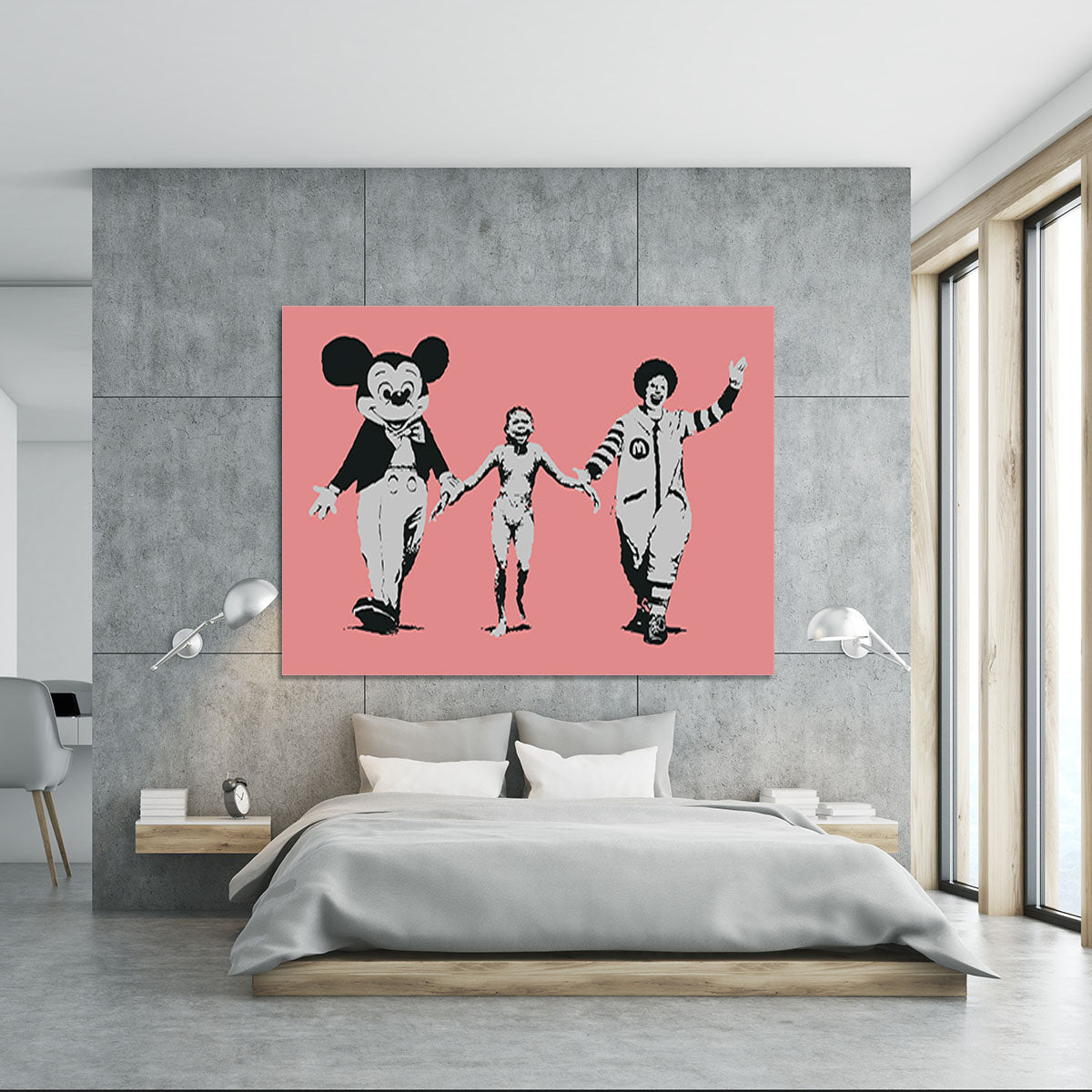 Banksy Mickey and Ronald Red Canvas Print or Poster - Canvas Art Rocks - 5