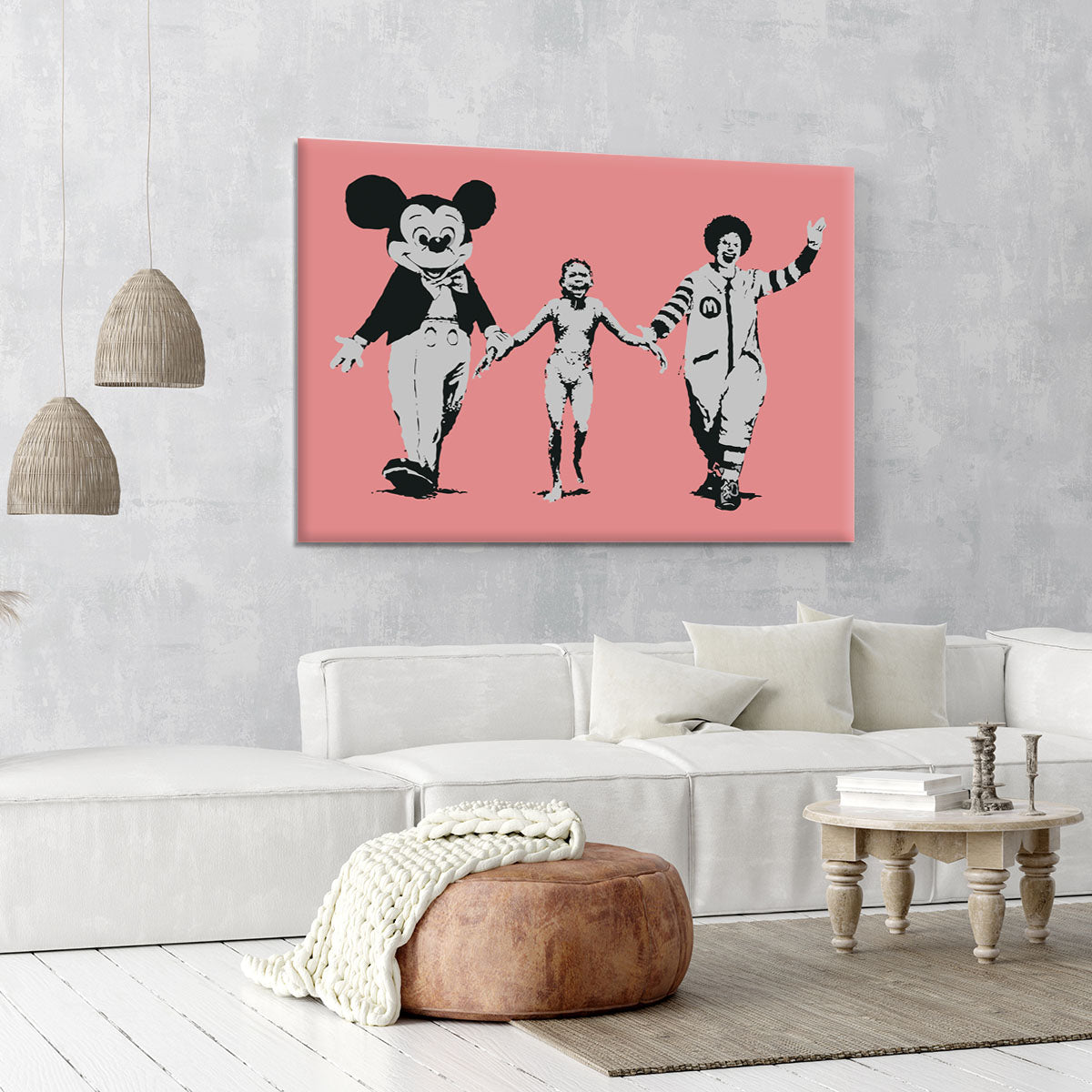 Banksy Mickey and Ronald Red Canvas Print or Poster - Canvas Art Rocks - 6