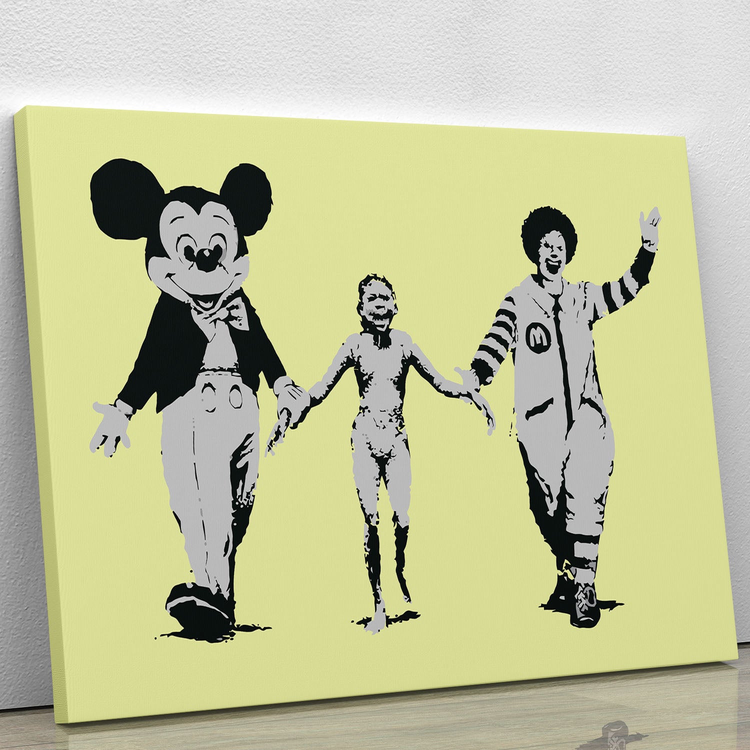 Banksy Mickey and Ronald Yellow Canvas Print or Poster - Canvas Art Rocks - 1