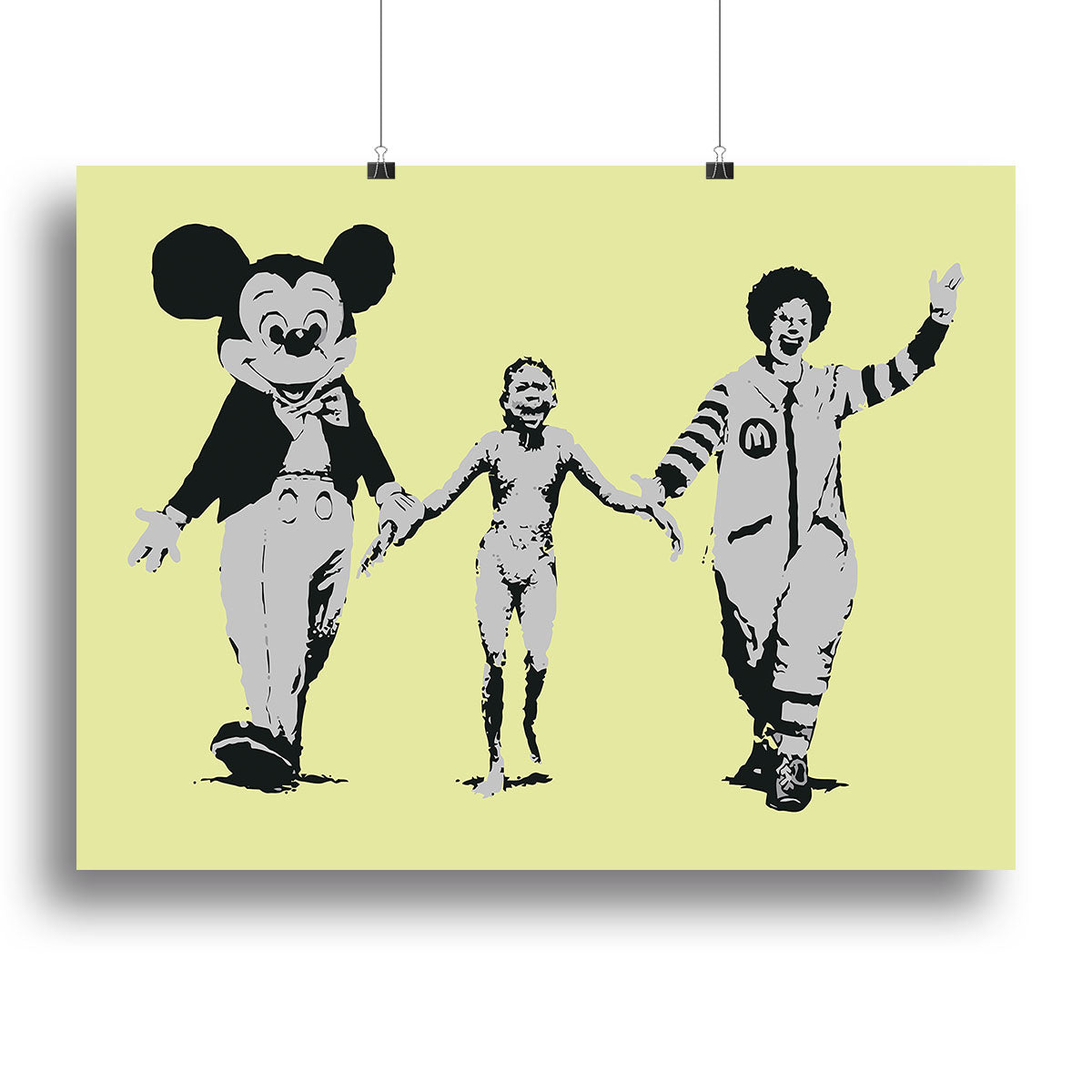 Banksy Mickey and Ronald Yellow Canvas Print or Poster - Canvas Art Rocks - 2