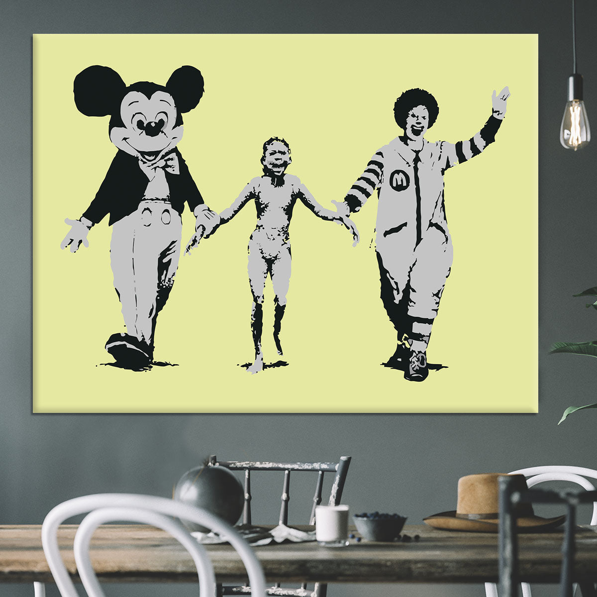 Banksy Mickey and Ronald Yellow Canvas Print or Poster - Canvas Art Rocks - 3