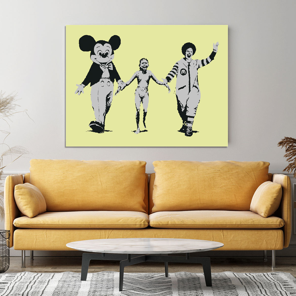 Banksy Mickey and Ronald Yellow Canvas Print or Poster - Canvas Art Rocks - 4