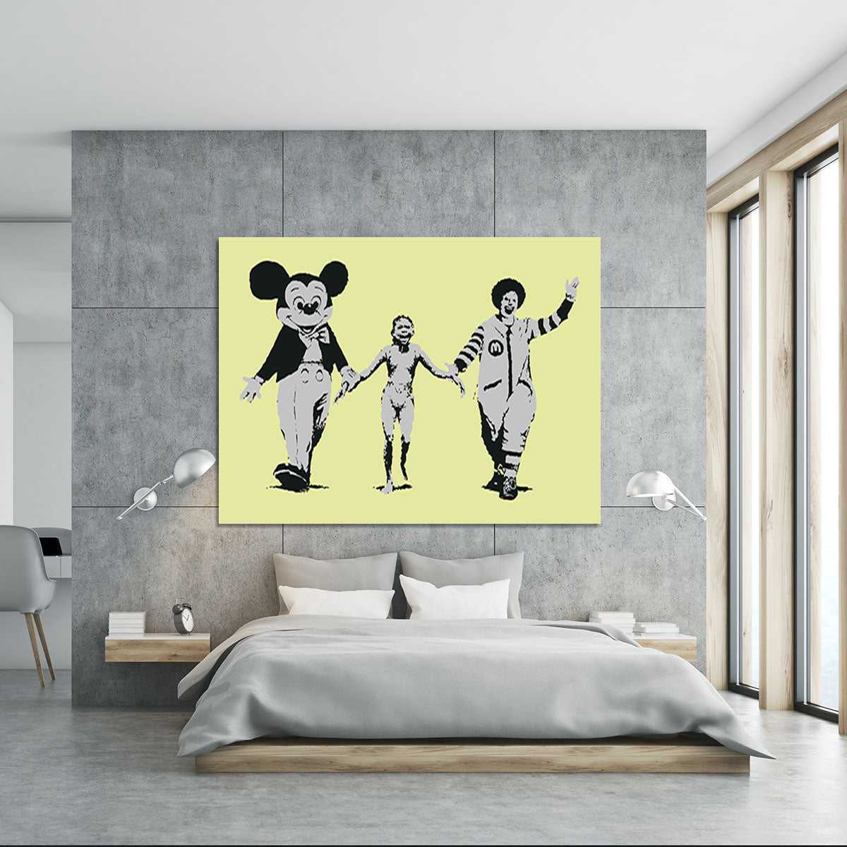Banksy Mickey and Ronald Yellow Canvas Print or Poster - Canvas Art Rocks - 5