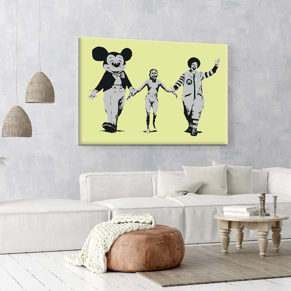 Banksy Mickey and Ronald Yellow Canvas Print or Poster - Canvas Art Rocks - 6