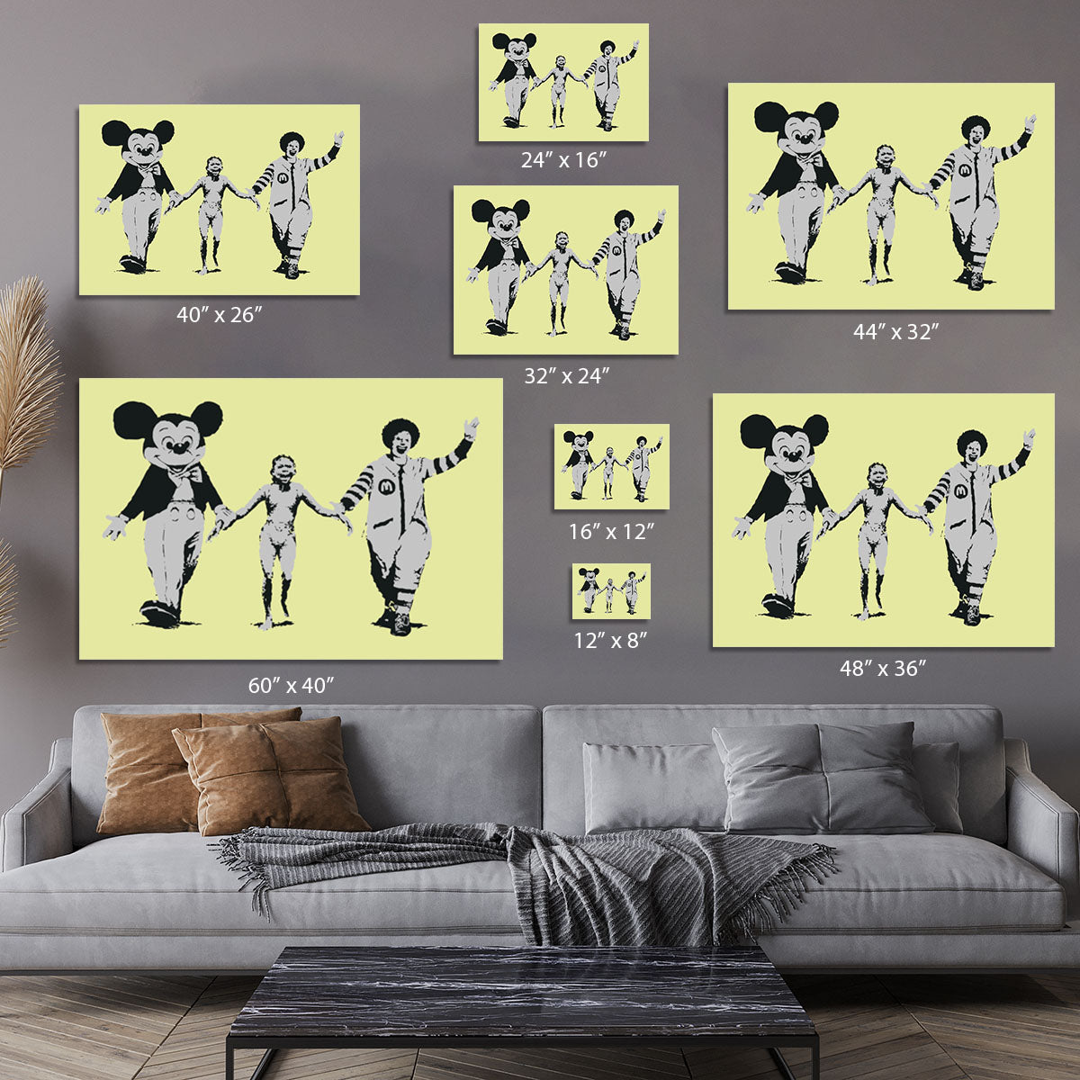 Banksy Mickey and Ronald Yellow Canvas Print or Poster - Canvas Art Rocks - 7