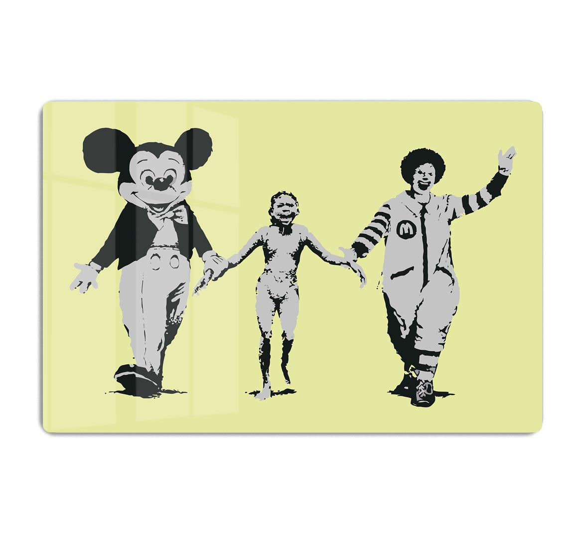 Banksy Mickey and Ronald Yellow Acrylic Block - Canvas Art Rocks - 1