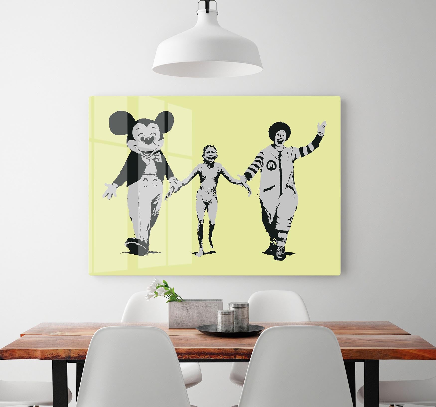 Banksy Mickey and Ronald Yellow Acrylic Block - Canvas Art Rocks - 2