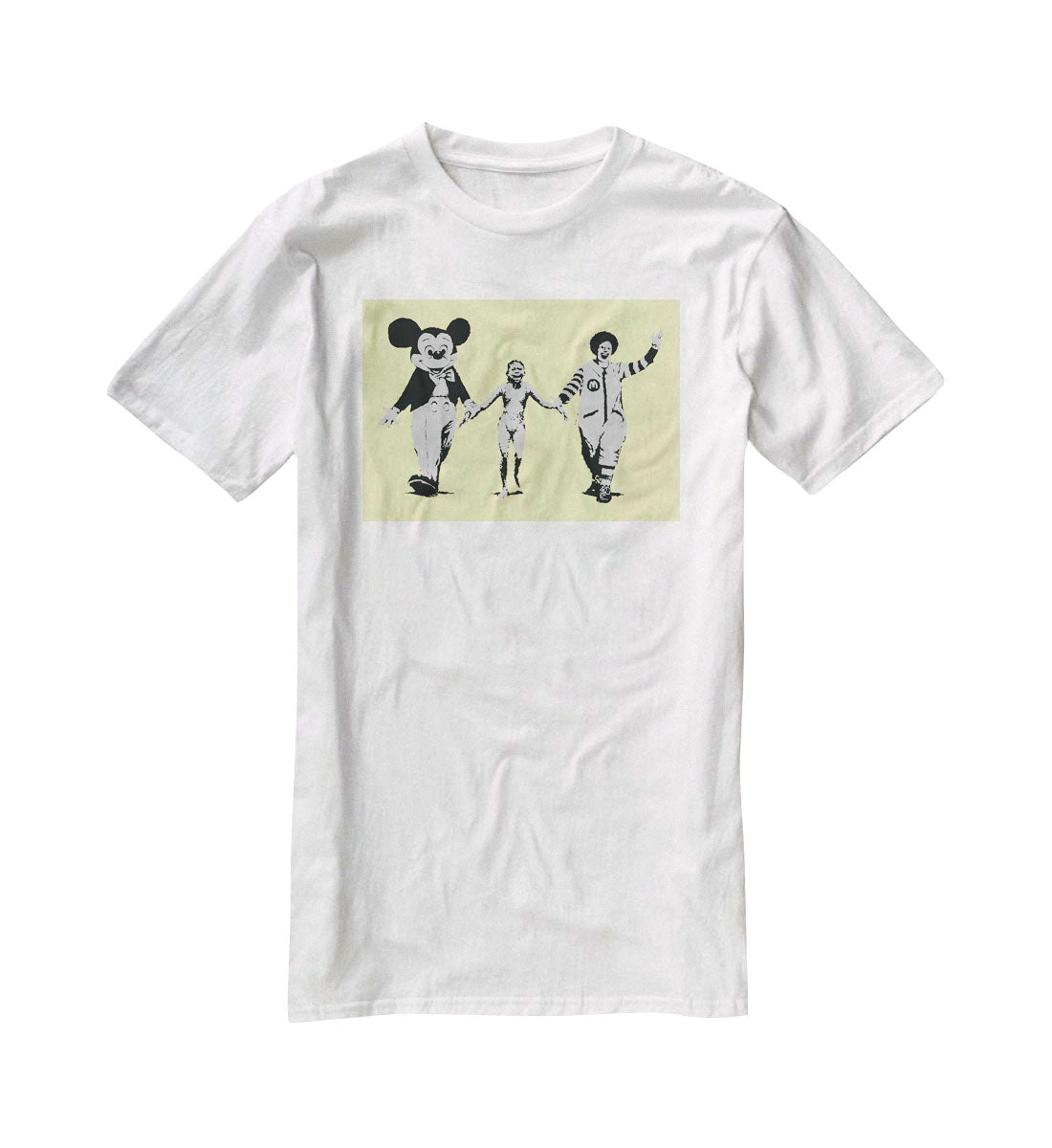 Banksy Mickey and Ronald Yellow T-Shirt - Canvas Art Rocks - 5