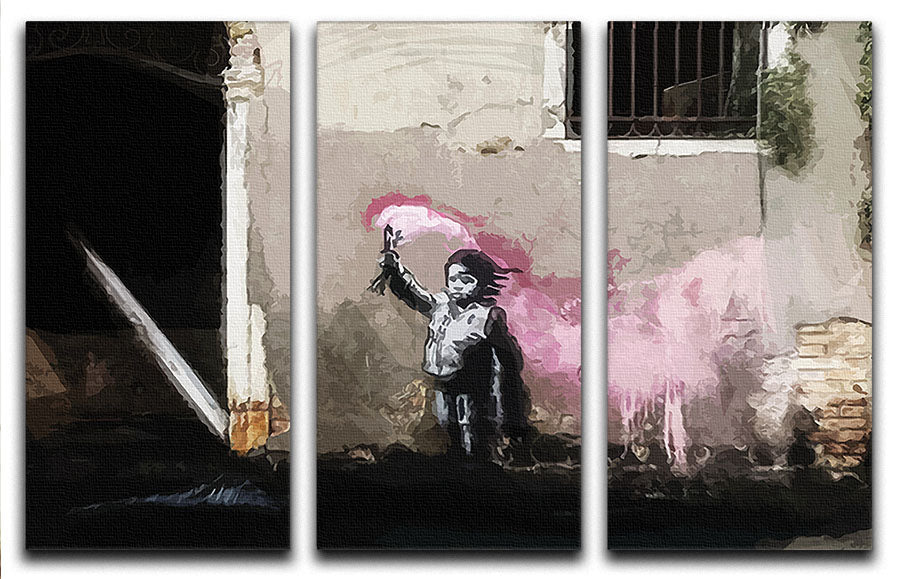 Banksy Migrant Child Venice 3 Split Panel Canvas Print - Canvas Art Rocks - 1