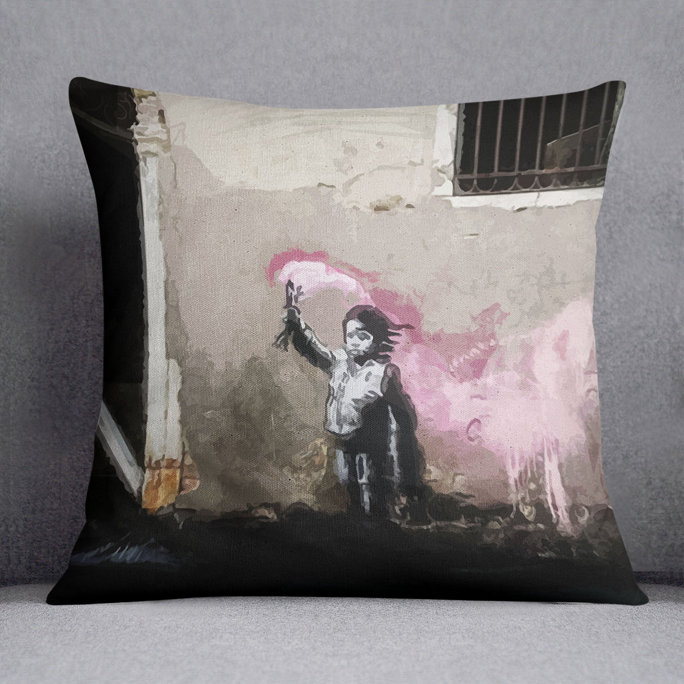 Banksy Migrant Child Venice Cushion - Canvas Art Rocks - 1