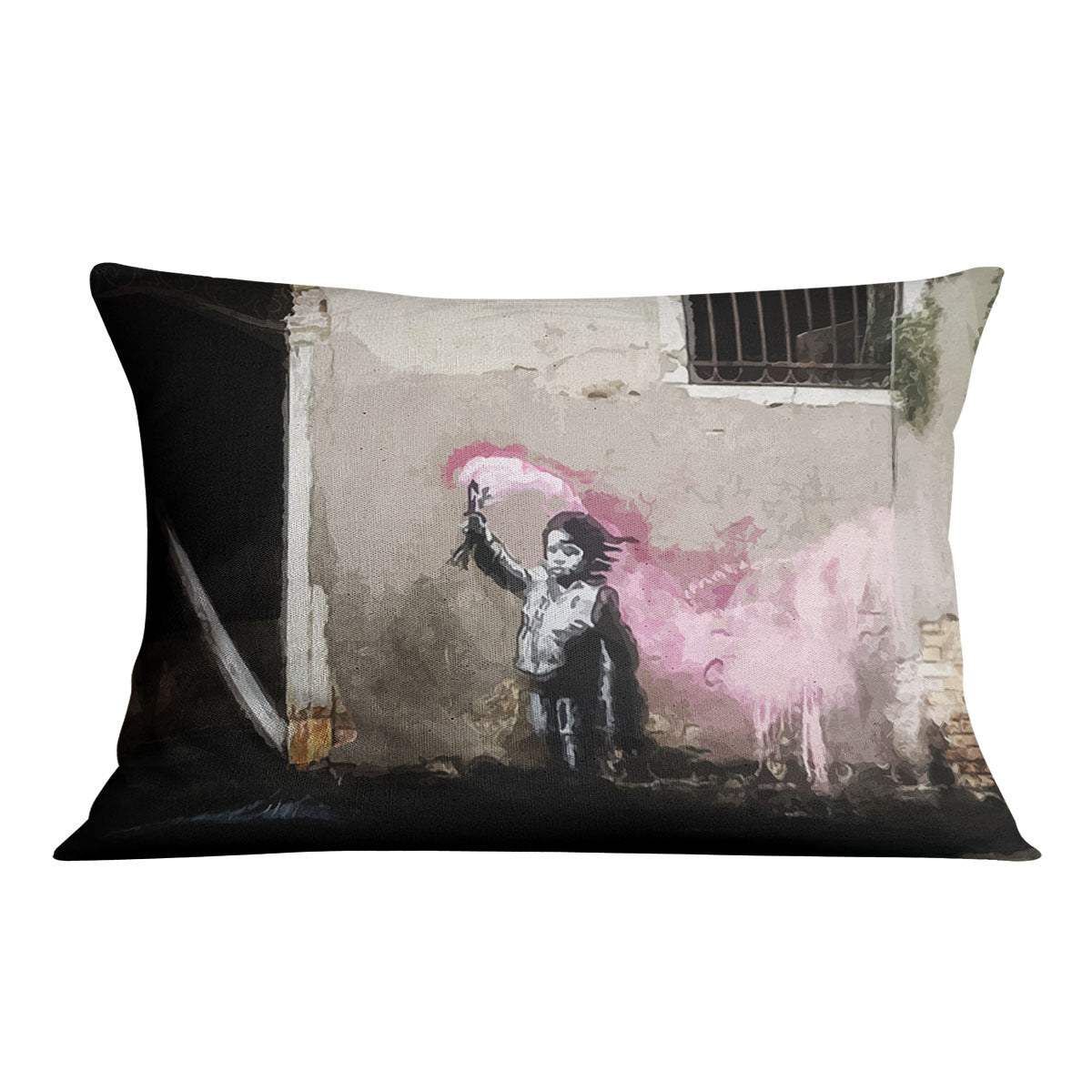 Banksy Migrant Child Venice Cushion - Canvas Art Rocks - 4