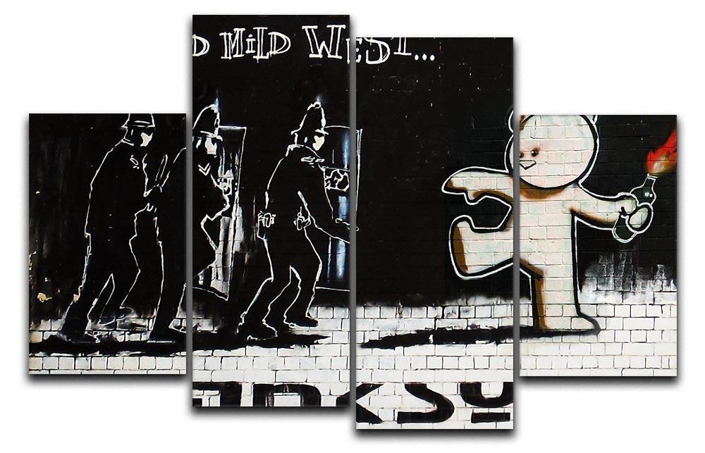 Banksy Mild Mild West 4 Split Panel Canvas  - Canvas Art Rocks - 1