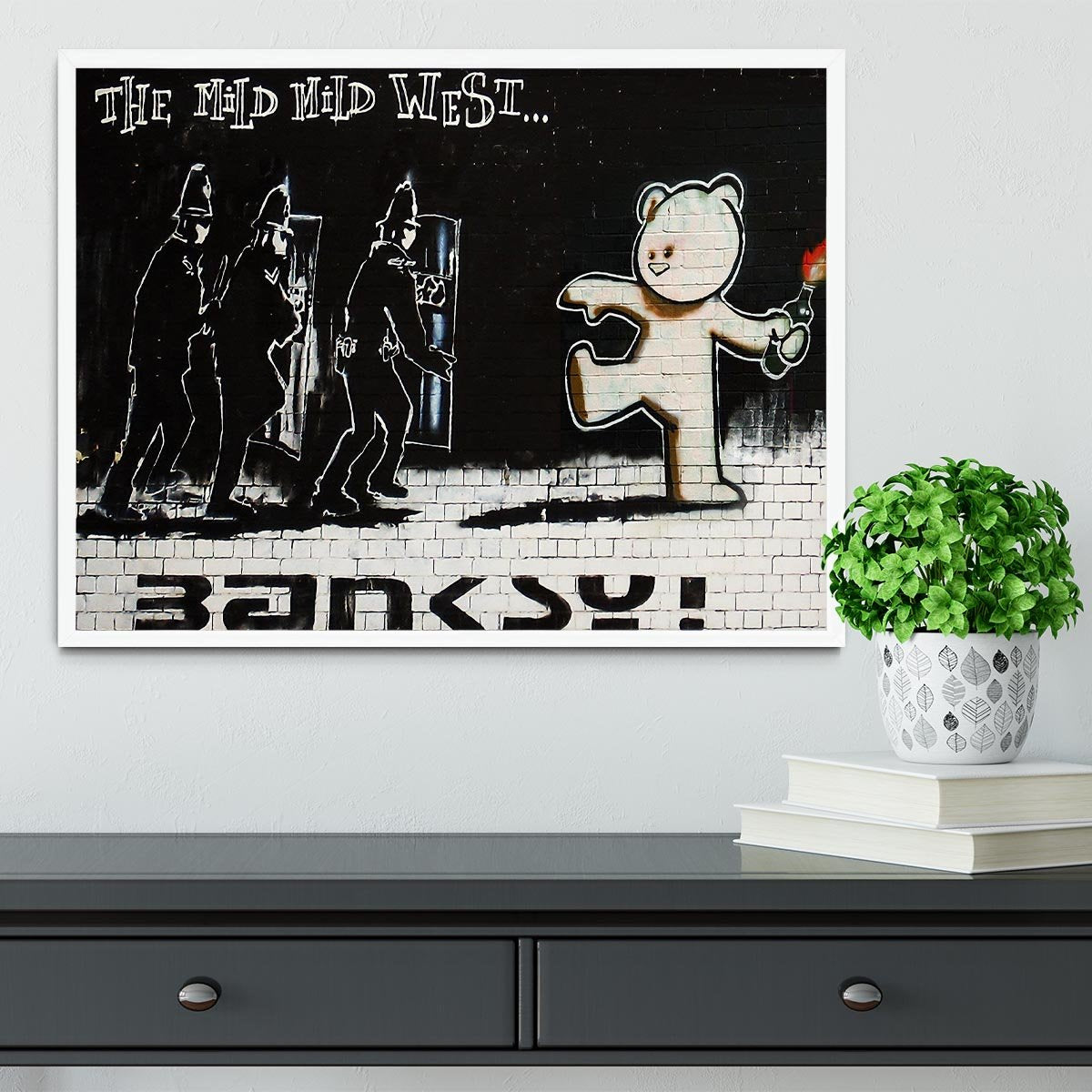 Banksy Mild Mild West Framed Print - Canvas Art Rocks -6