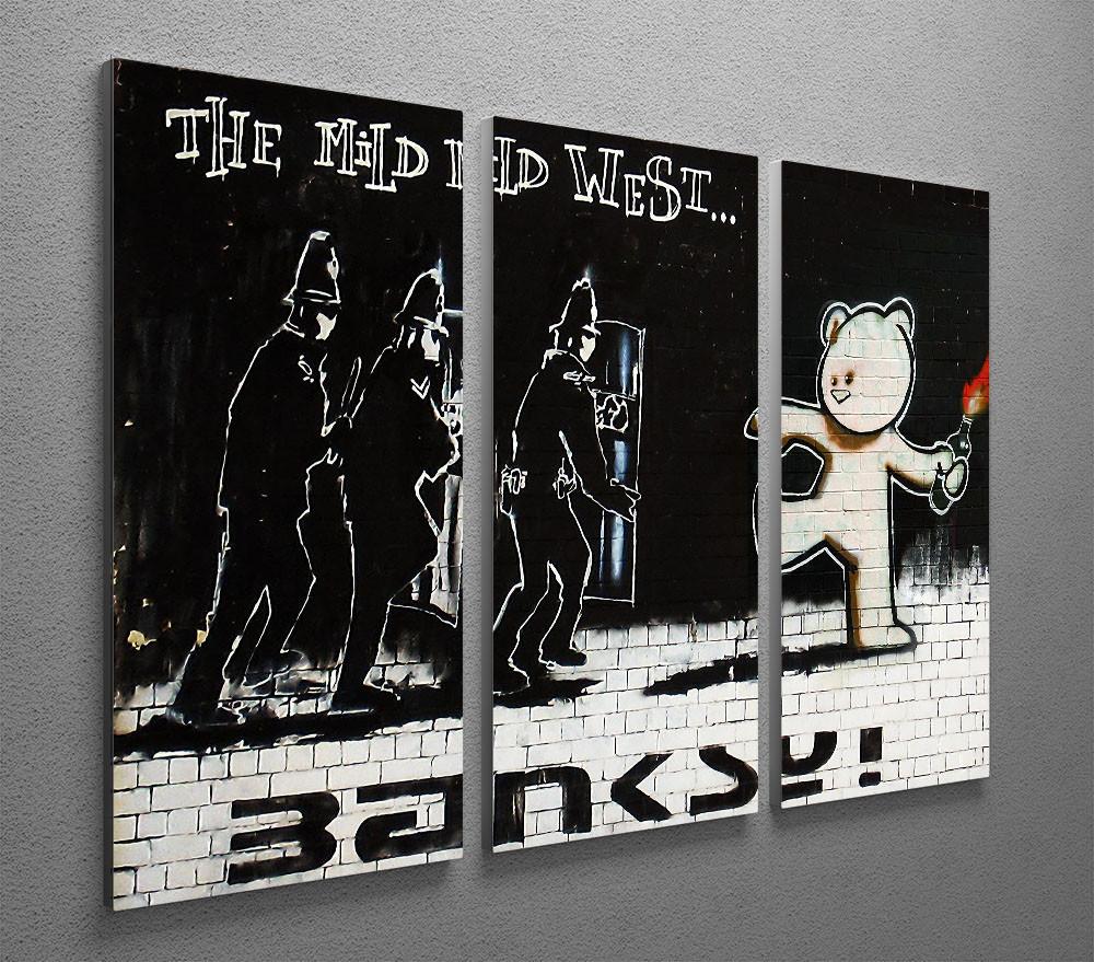 Banksy Mild Mild West 3 Split Panel Canvas Print - Canvas Art Rocks