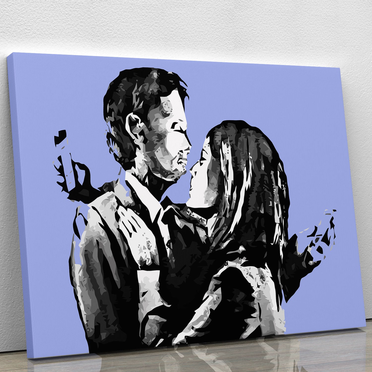 Banksy Mobile Lovers Blue Canvas Print or Poster - Canvas Art Rocks - 1