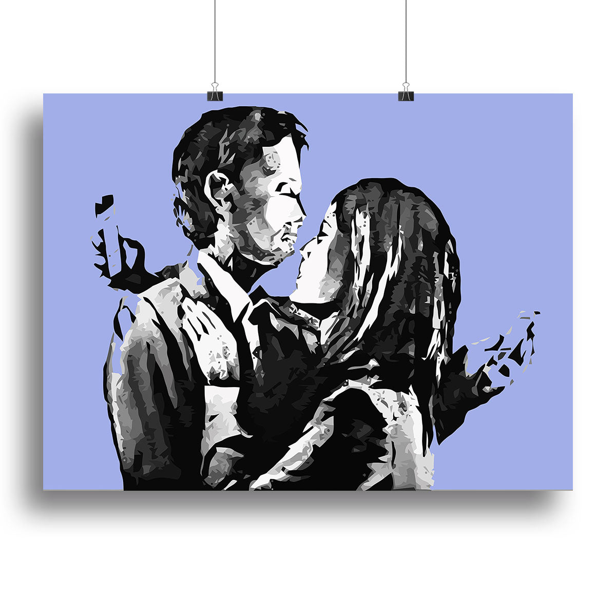 Banksy Mobile Lovers Blue Canvas Print or Poster - Canvas Art Rocks - 2